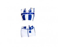 SKCU018 customized group performance Cheerleading Uniform style production split Cheerleading Uniform style customized sleeveless Cheerleading Uniform style Cheerleading Uniform manufacturer 45 degree